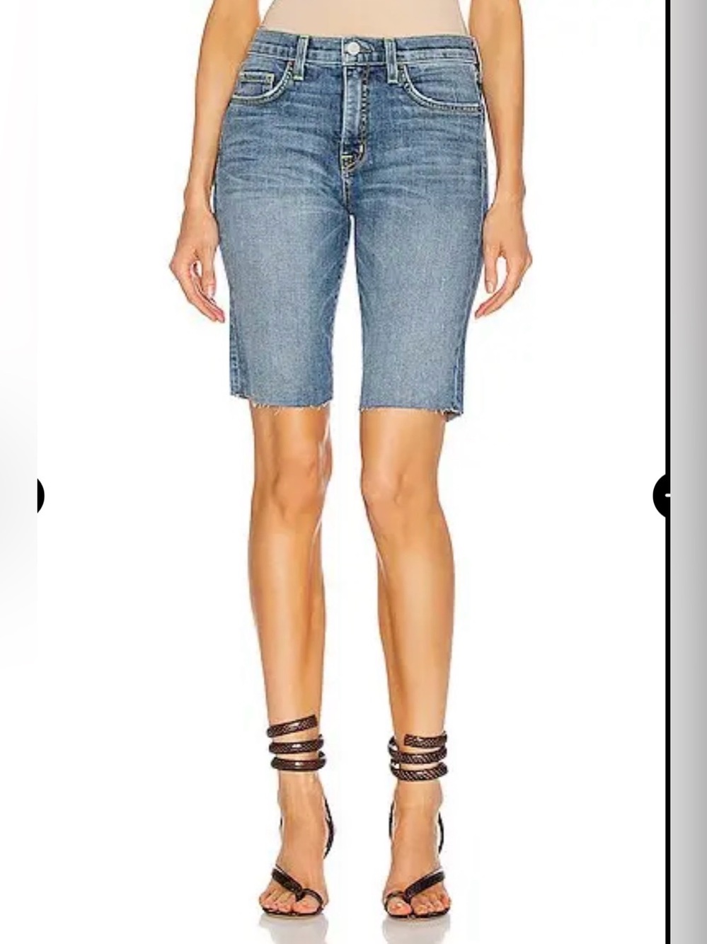 Nili Lotan Sydney Bermuda Short In Denim-Light In Classic Wash